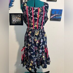 Joe Browns Floral Dress with Pink Ribbon Accents